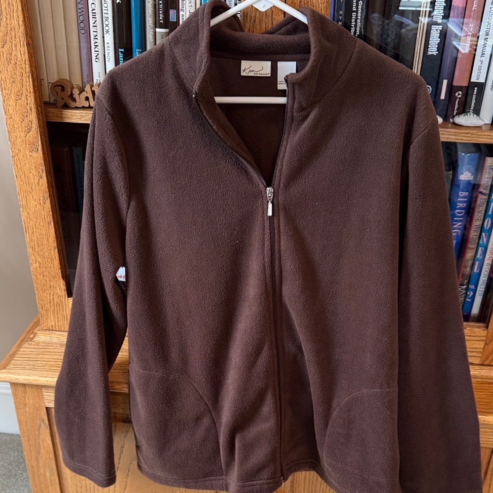 Kim Rogers Dark Brown Full-Zip Fleece Utility Jacket